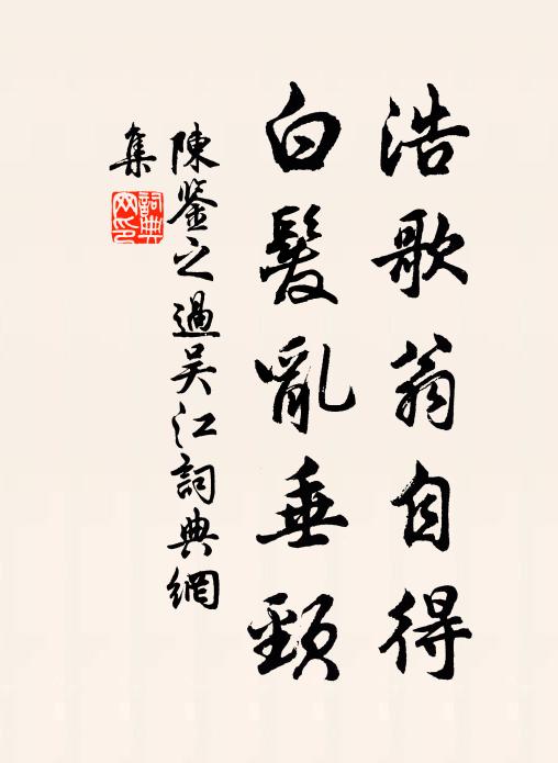 陈鉴之浩歌翁自得，白发乱垂颈书法作品欣赏