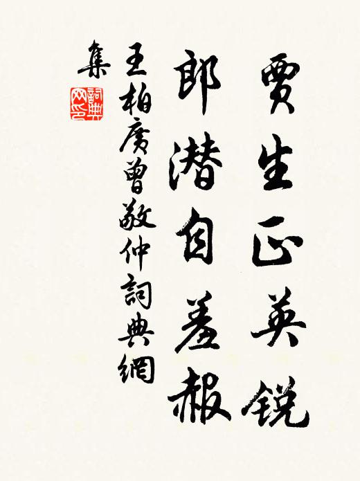 王柏贾生正英锐，郎潜自羞赧书法作品欣赏