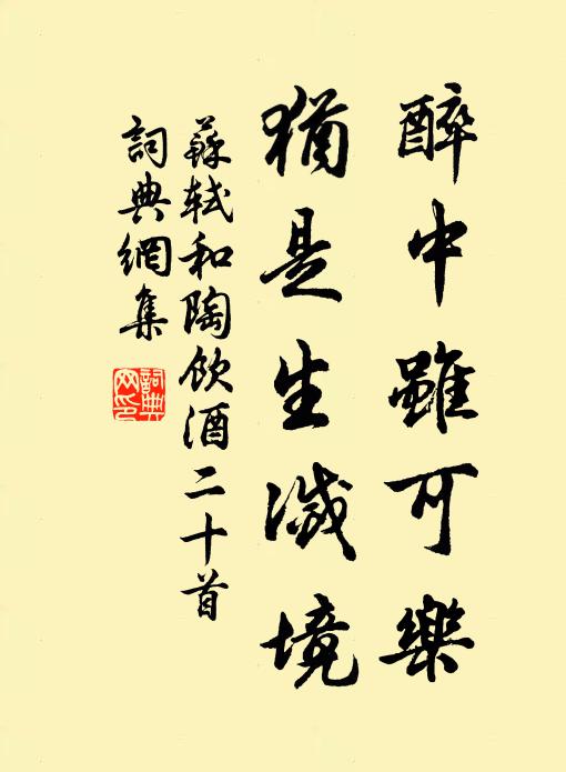 苏轼醉中虽可乐，犹是生灭境书法作品欣赏