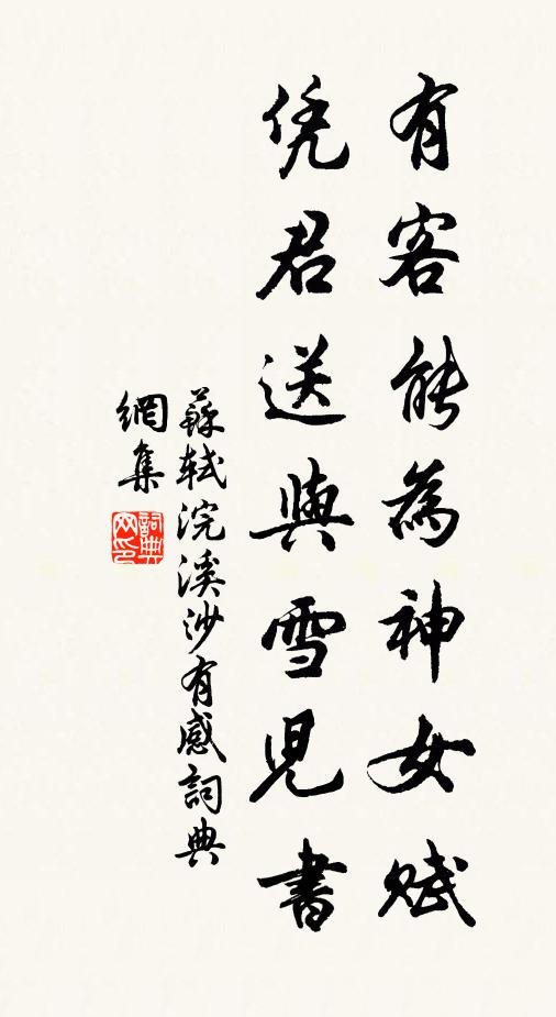 苏轼有客能为神女赋，凭君送与雪儿书书法作品欣赏