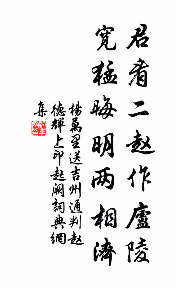 杨万里君看二赵作庐陵，宽猛晦明两相济书法作品欣赏
