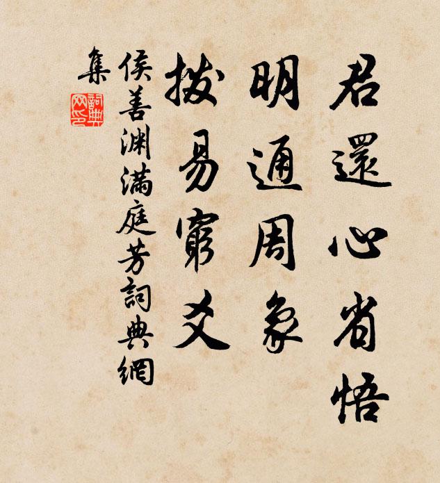 侯善渊君还心省悟，明通周象，拨易穷爻书法作品欣赏