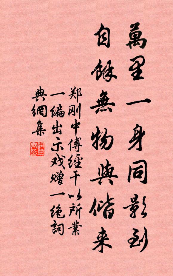 郑刚中万里一身同影到，自馀无物与偕来书法作品欣赏