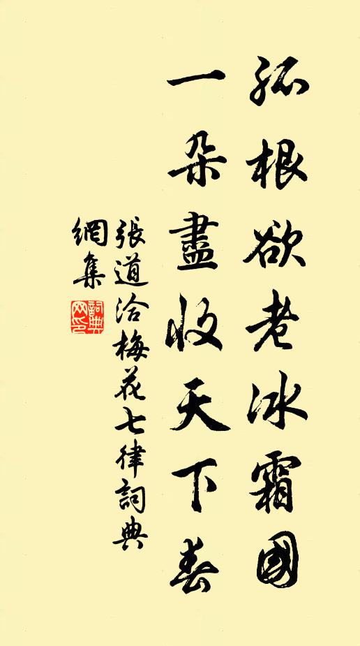 张道洽孤根欲老冰霜国，一朵尽收天下春书法作品欣赏