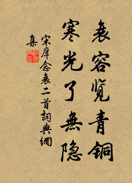 宋庠衰容览青铜，寒光了无隐书法作品欣赏
