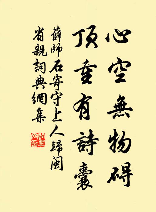 薛师石心空无物碍，顶重有诗囊书法作品欣赏