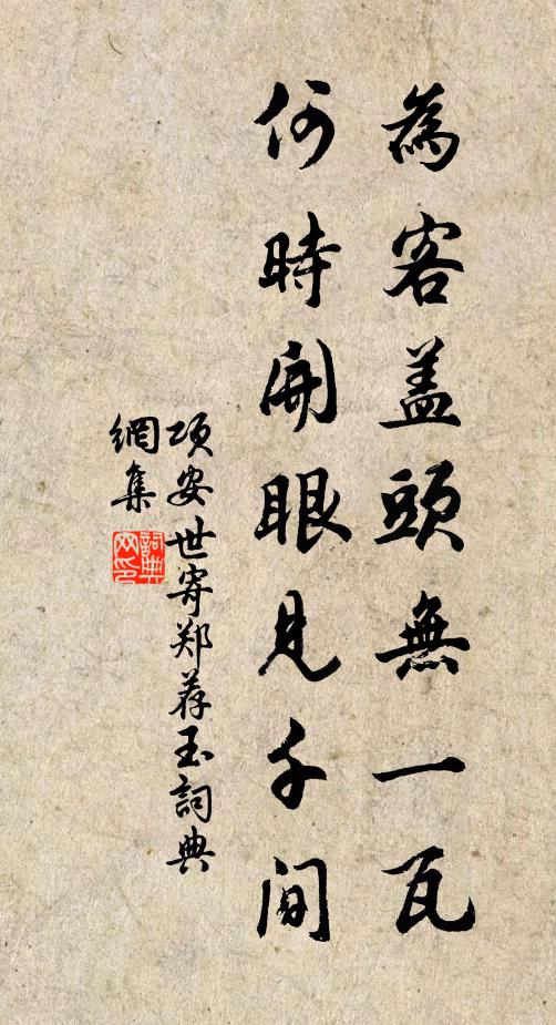 项安世为客盖头无一瓦，何时开眼见千间书法作品欣赏