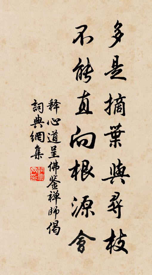 释心道多是摘叶与寻枝，不能直向根源会书法作品欣赏