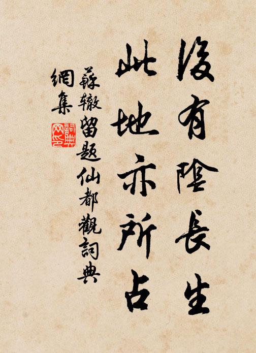 苏辙后有阴长生，此地亦所占书法作品欣赏