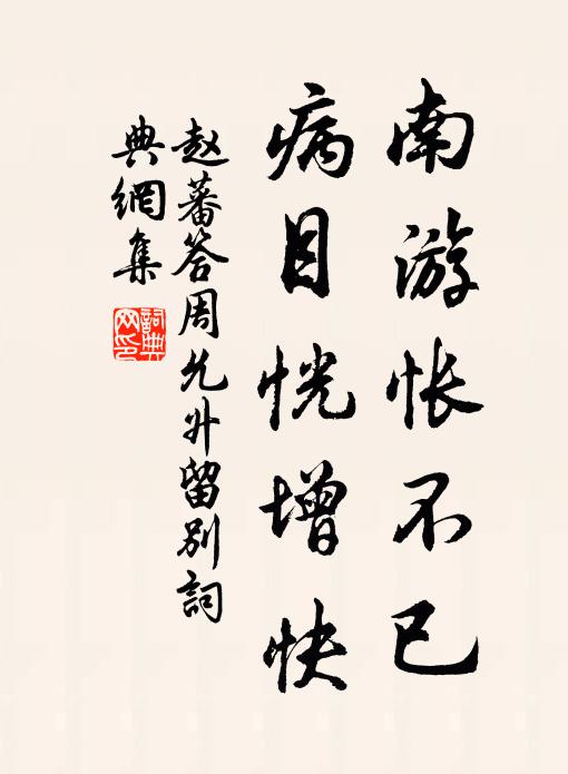 赵蕃南游怅不已，病目恍增快书法作品欣赏