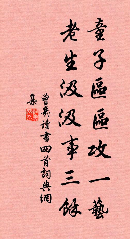 曾几童子区区攻一艺，老生汲汲事三馀书法作品欣赏