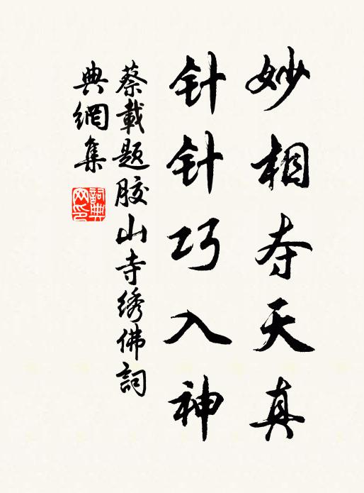 蔡载妙相夺天真，针针巧入神书法作品欣赏