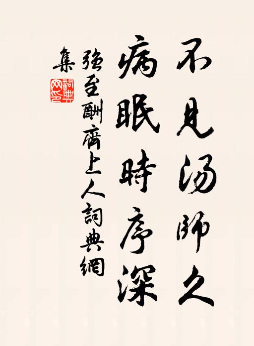 强至不见汤师久，病眠时序深书法作品欣赏
