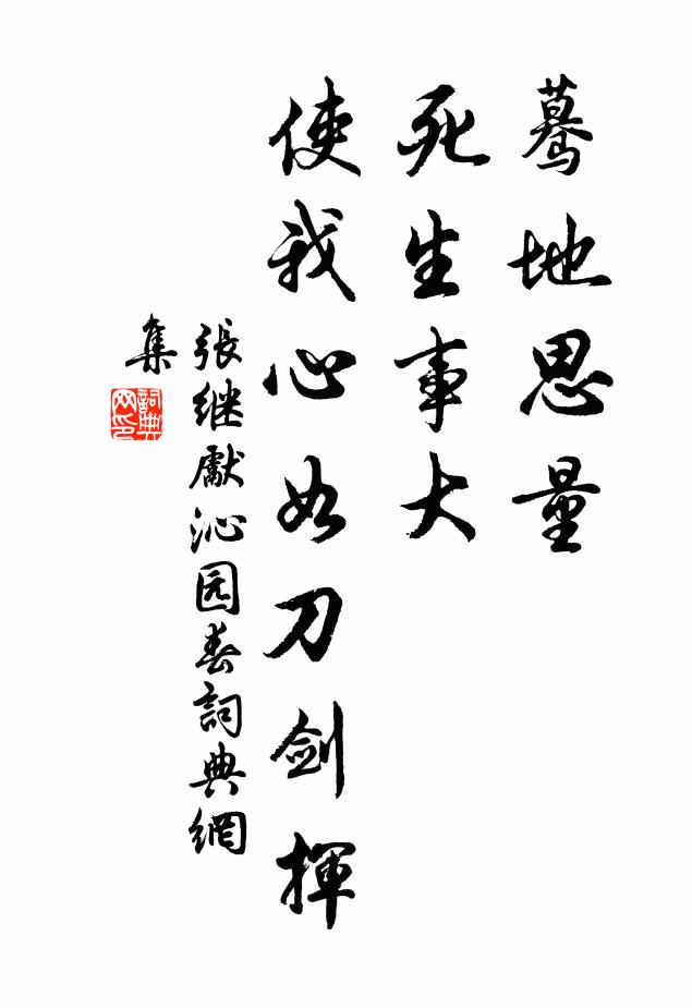 张继先蓦地思量，死生事大，使我心如刀剑挥书法作品欣赏