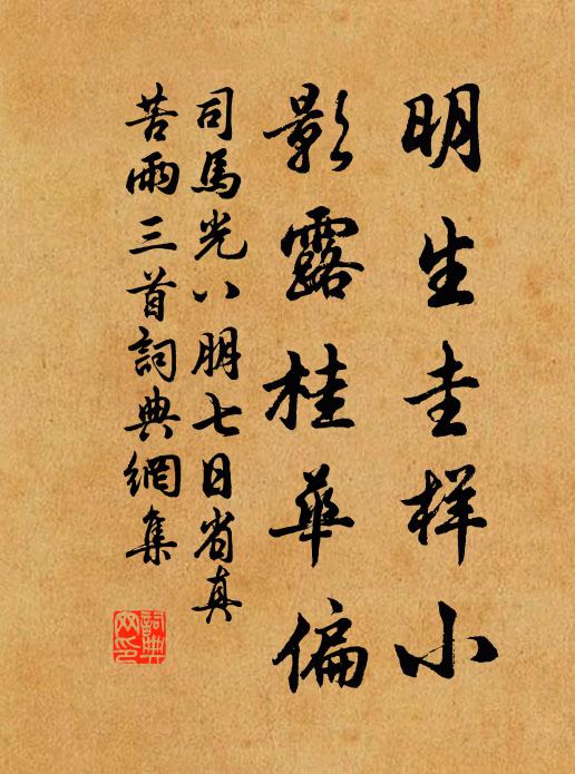 司马光明生圭样小，影露桂华偏书法作品欣赏