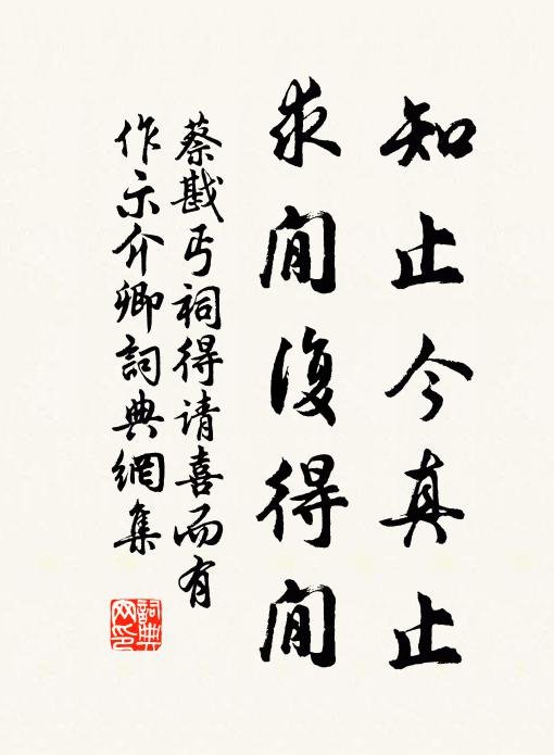 蔡戡知止今真止，求閒复得閒书法作品欣赏