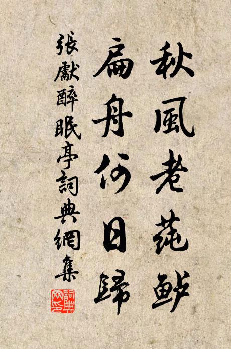 张先秋风老莼鲈，扁舟何日归书法作品欣赏