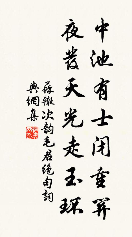苏辙中池有士闭重关，夜发天光走玉环书法作品欣赏