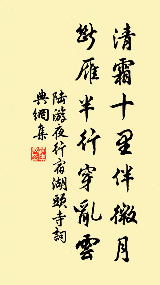 陆游清霜十里伴微月，断雁半行穿乱云书法作品欣赏