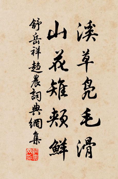 舒岳祥溪草凫毛滑，山花雉颊鲜书法作品欣赏