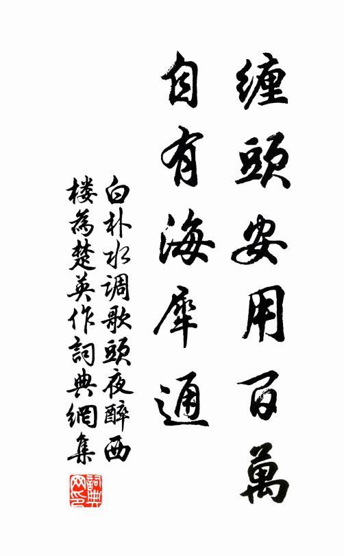 白朴缠头安用百万，自有海犀通书法作品欣赏
