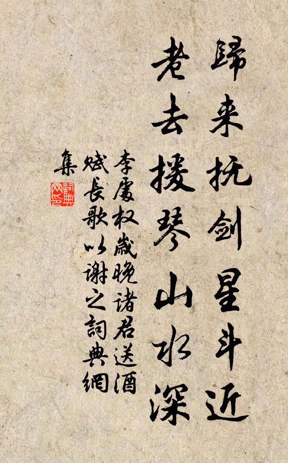 李处权归来抚剑星斗近，老去援琴山水深书法作品欣赏