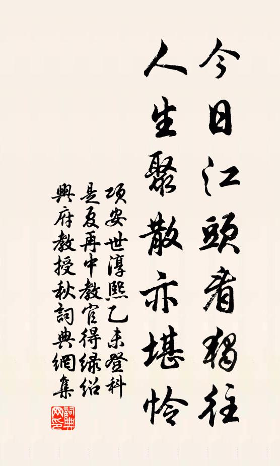 项安世今日江头看独往，人生聚散亦堪怜书法作品欣赏
