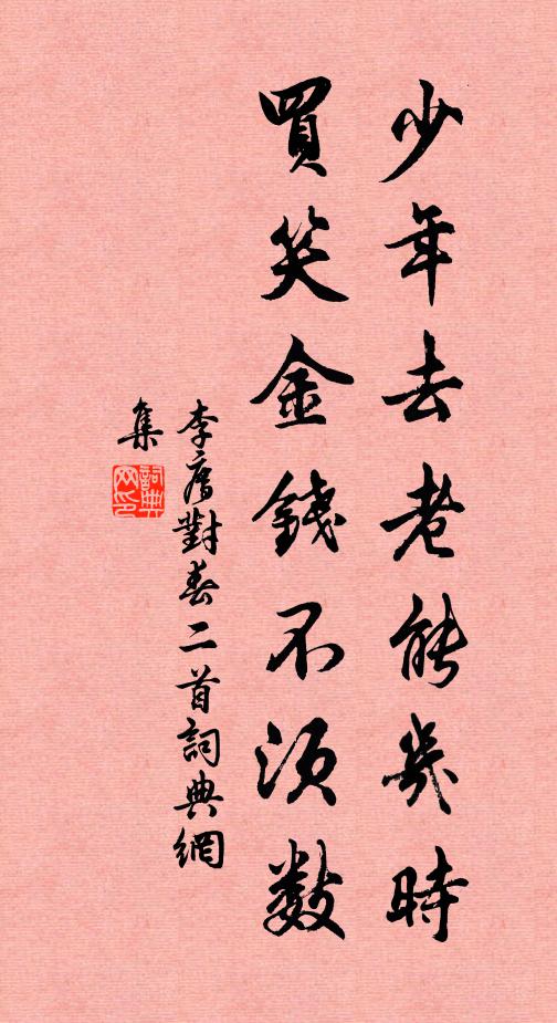 李廌少年去老能几时，买笑金钱不须数书法作品欣赏
