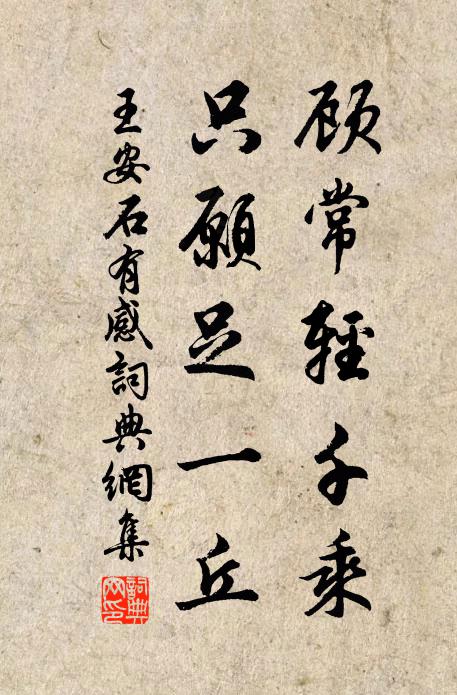 王安石顾常轻千乘，只愿足一丘书法作品欣赏