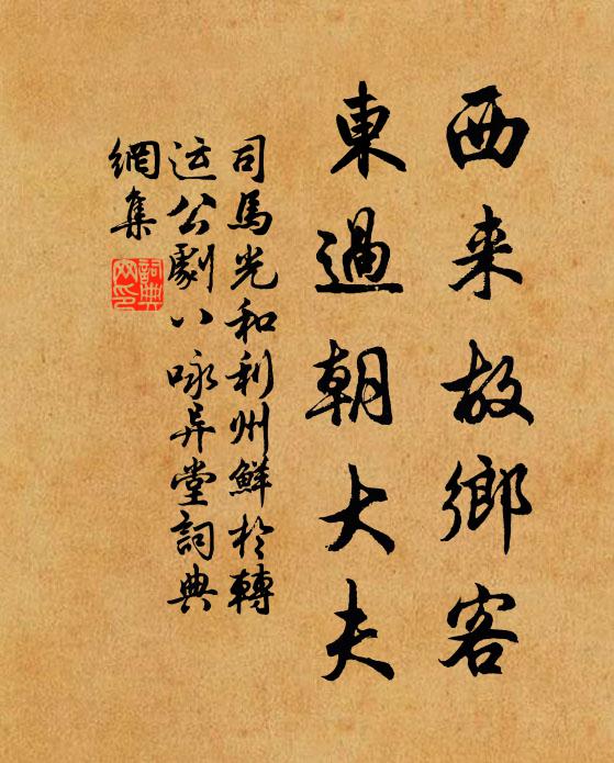 司马光西来故乡客，东过朝大夫书法作品欣赏