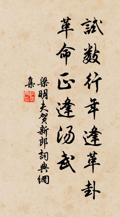 梁明夫试数行年逢革卦，革命正逢汤武书法作品欣赏