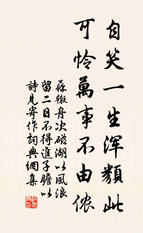 苏辙自笑一生浑类此，可怜万事不由侬书法作品欣赏