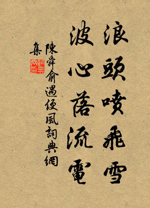 陈舜俞浪头喷飞雪，波心落流电书法作品欣赏