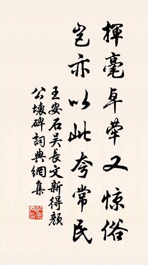 王安石挥毫卓荦又惊俗，岂亦以此夸常民书法作品欣赏