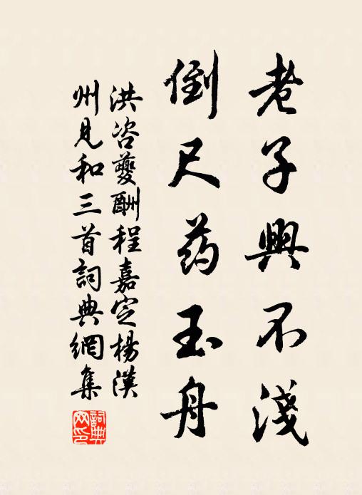 洪咨夔老子兴不浅，倒尺药玉舟书法作品欣赏