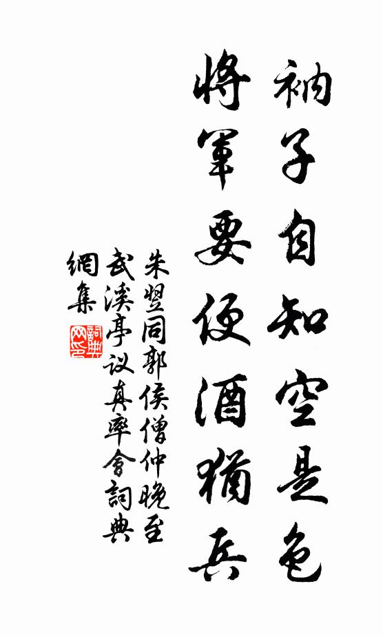 朱翌衲子自知空是色，将军要便酒犹兵书法作品欣赏
