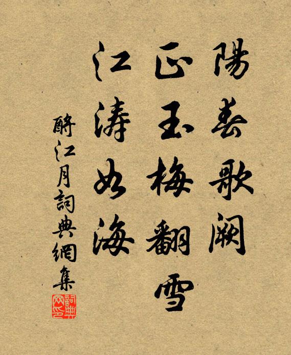 佚名阳春歌阙，正玉梅翻雪，江涛如海书法作品欣赏