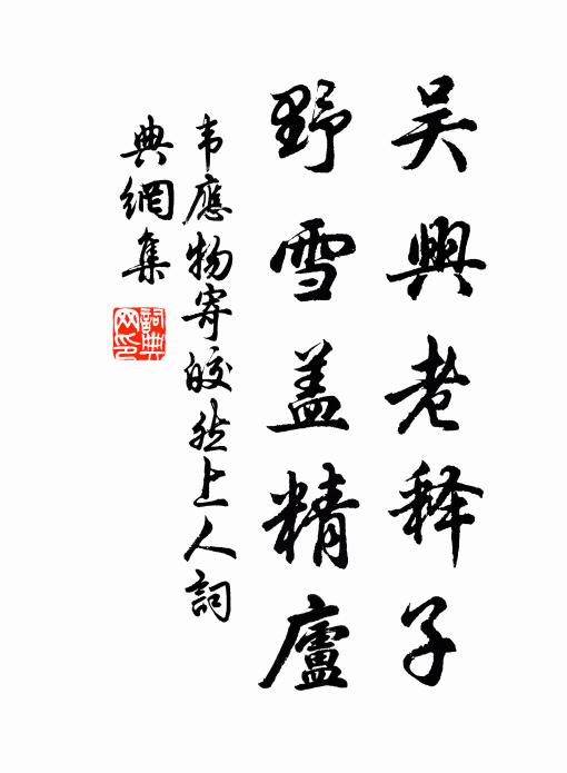 韦应物吴兴老释子，野雪盖精庐书法作品欣赏