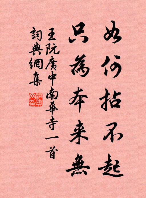 王阮如何拈不起，只为本来无书法作品欣赏