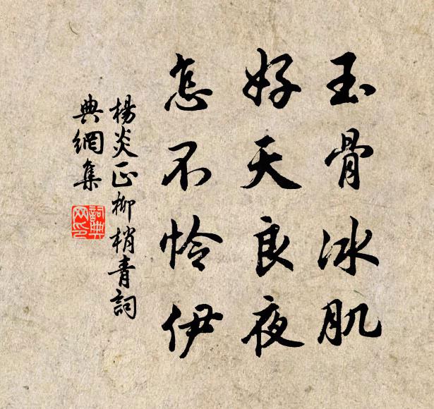 杨炎正玉骨冰肌，好天良夜，怎不怜伊书法作品欣赏