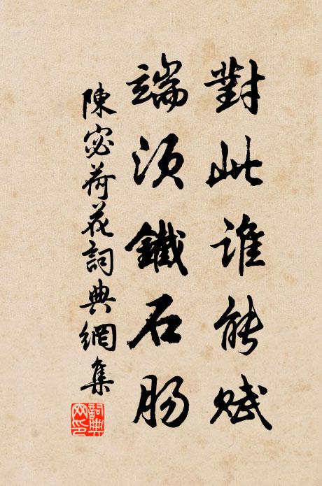 陈宓对此谁能赋，端须铁石肠书法作品欣赏