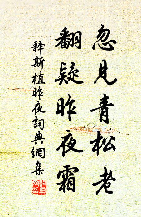 释斯植忽见青松老，翻疑昨夜霜书法作品欣赏
