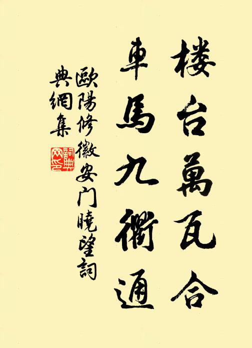欧阳修楼台万瓦合，车马九衢通书法作品欣赏