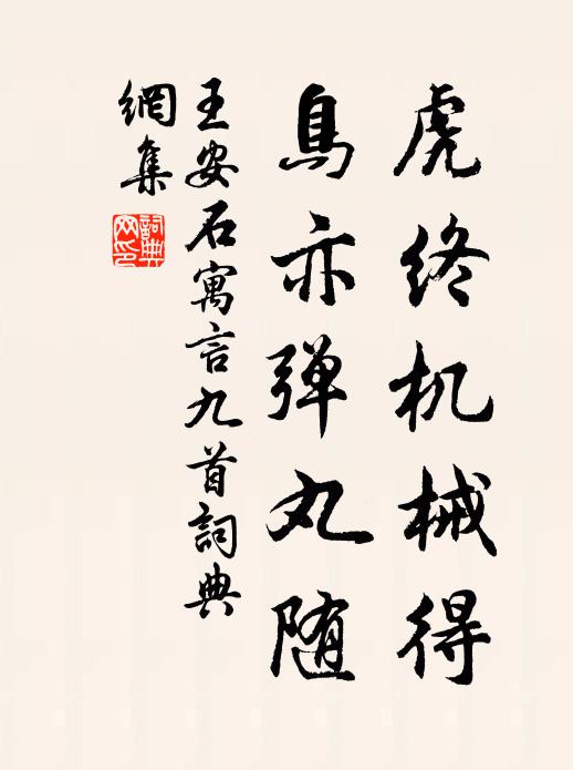 王安石虎终机械得，鸟亦弹丸随书法作品欣赏