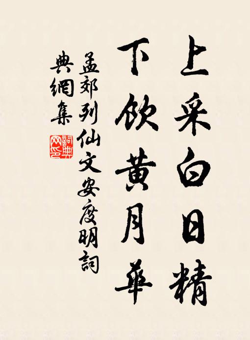 孟郊上采白日精，下饮黄月华书法作品欣赏