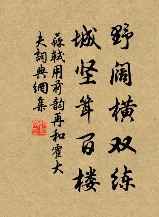 苏轼野阔横双练，城坚耸百楼书法作品欣赏
