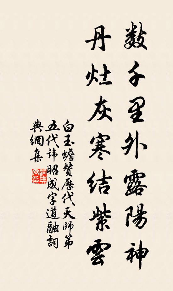 白玉蟾数千里外露阳神，丹灶灰寒结紫云书法作品欣赏
