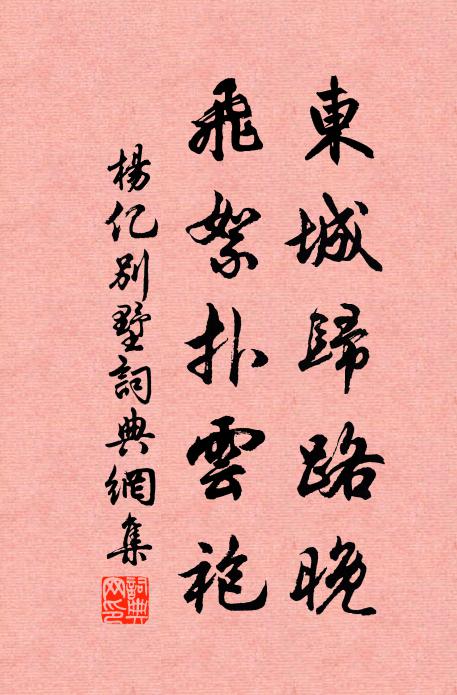 杨亿东城归路晚，飞絮扑云袍书法作品欣赏