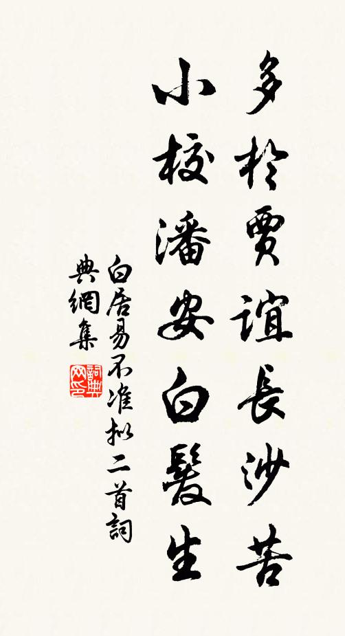 白居易多于贾谊长沙苦，小校潘安白发生书法作品欣赏