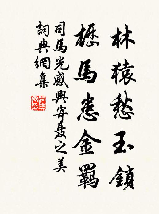 司马光林猿愁玉锁，枥马患金羁书法作品欣赏